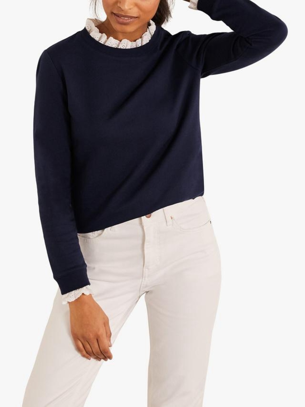 Boden
Holly Lace Collar Cuff Sweatshirt, Navy